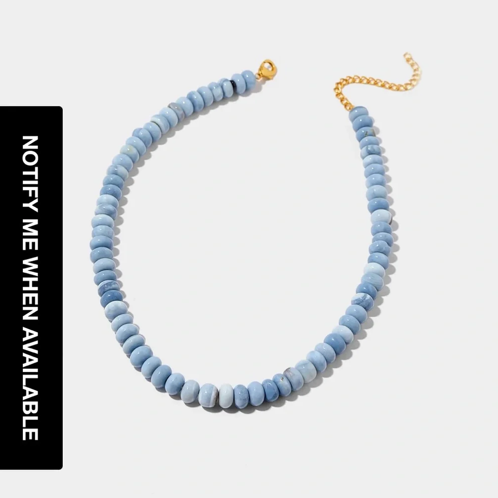 Allie & Bess Bay Hand Dyed Blue Opal beads 8mm to 10mm. 16” Beaded Necklace. New - Picture 2 of 11